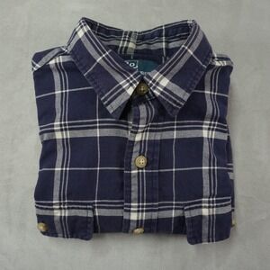 Vintage Polo Ralph Lauren Shirt Mens Small Navy Plaid Flannel Workwear Button Up